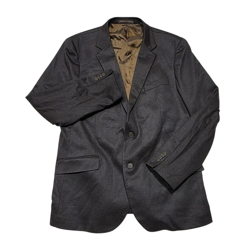 Tailorbyrd Collection Sport Coat Mens 44L Brown Polyester Rayon Blazer